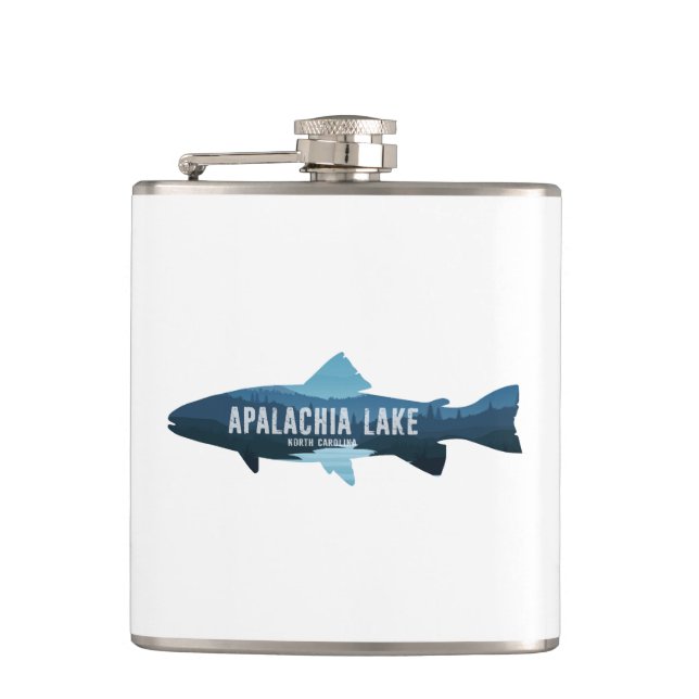 Apalachia Lake North Carolina Fish Hip Flask (Front)