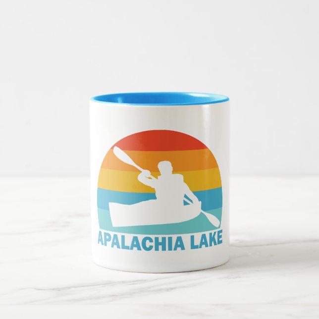 Apalachia Lake North Carolina Kayak Two-Tone Coffee Mug (Center)