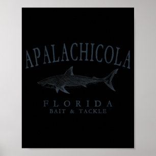 Apalachicola florida shark retro slate art fishing poster