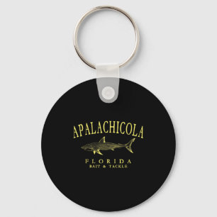Apalachicola florida shark vintage yellow art keychain