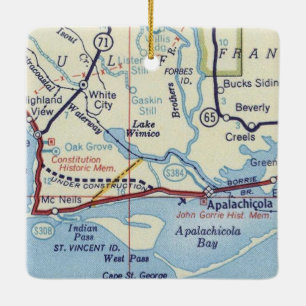 Apalachicola Vintage Map Ceramic Ornament