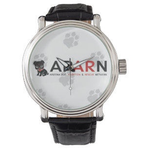 APARN Logo Paw Vintage Black Leather Strap Watch