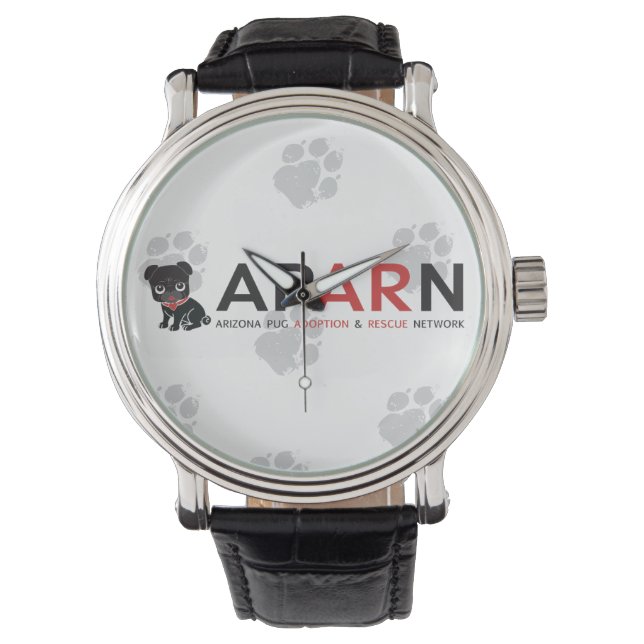 APARN Logo Paw Vintage Cuir noir Montre (devant)