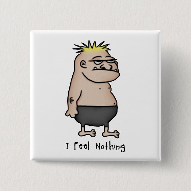 Apathetic Cartoon Guy 2 Inch Square Button (Front)