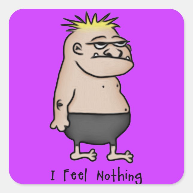 Apathetic Cartoon Guy Square Sticker (Front)