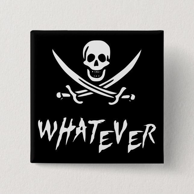 "Apathetic Roger" Pirate {Whitebeard} 2 Inch Square Button (Front)