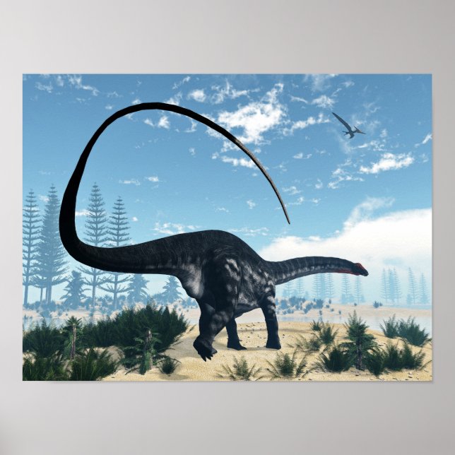 Apatosaurus dinosaur in the desert - 3D render Poster (Front)