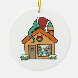 Apatosaurus Santa Ornament