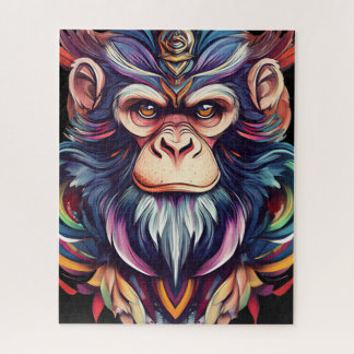 Ape face with jeweled mane jigsaw puzzle