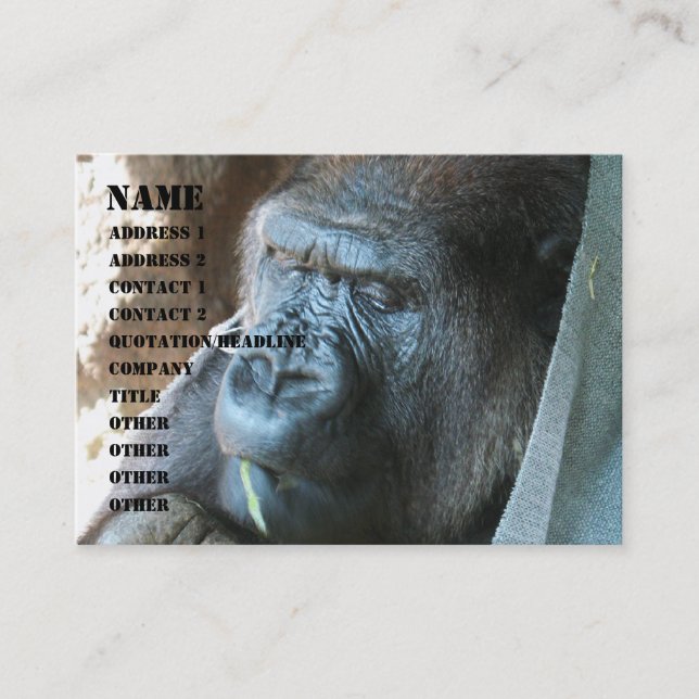 Ape hood ~ Japanese Gorilla Eating Business Card (Front)