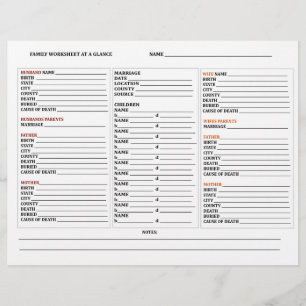 Aperçu de la généalogie - Feuille de travail du gr