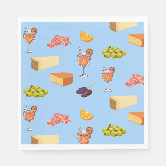 Aperol and Cheese Pattern Napkin (Front)