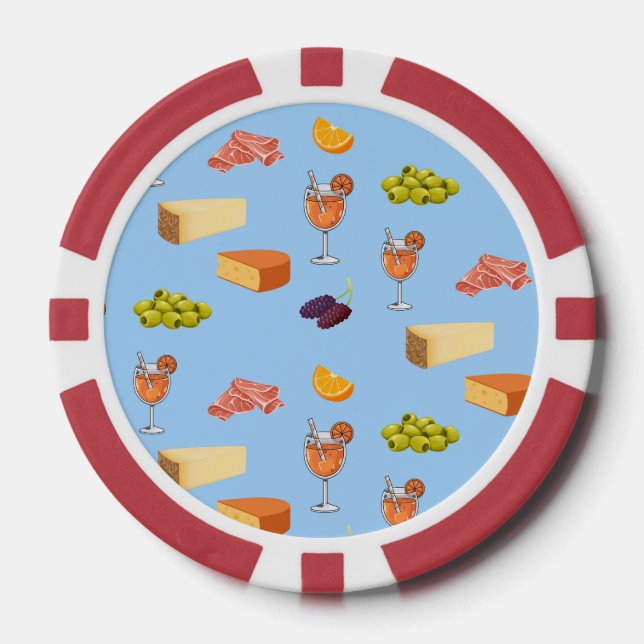 Aperol and Cheese Pattern Poker Chips (Front)