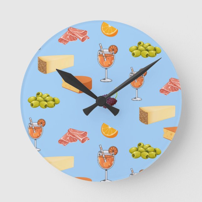 Aperol and Cheese Pattern Round Clock (Front)