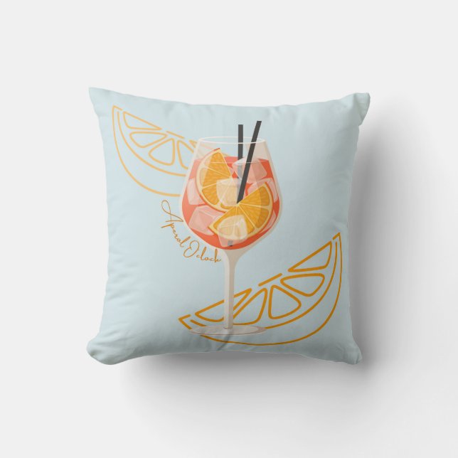   Aperol O'Clock Throw Pillow (Front)
