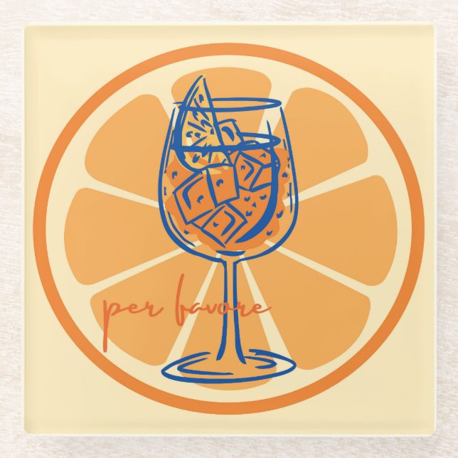 Aperol Per Favore Glass Coaster (Front)