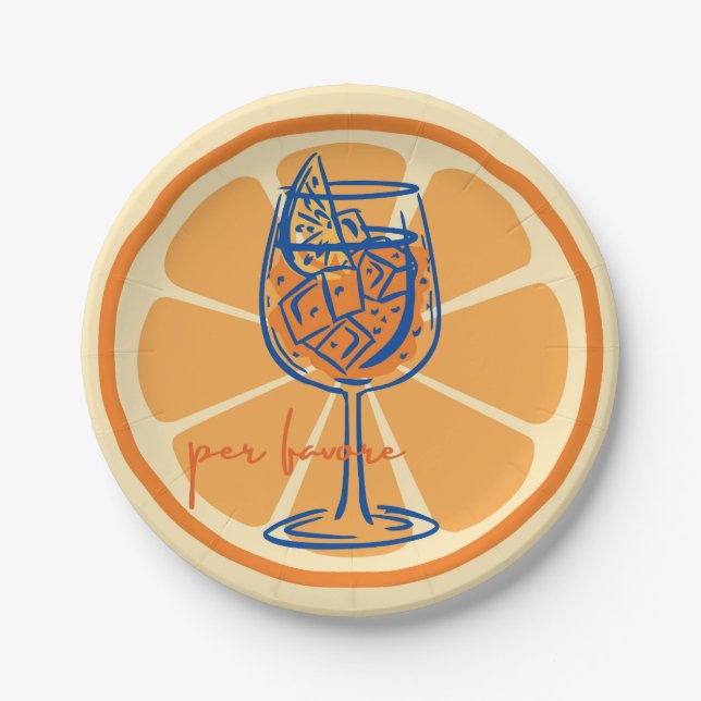  Aperol Per Favore Paper Plate (Front)