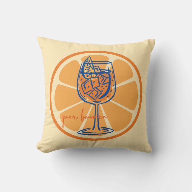 Aperol Per Favore Throw Pillow (Front)