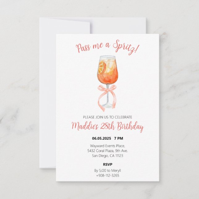 Aperol Spritz Birthday Invitation (Front)