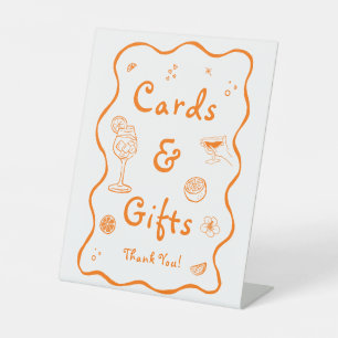 Aperol Spritz Bridal Shower Cards & Gifts Pedestal Sign