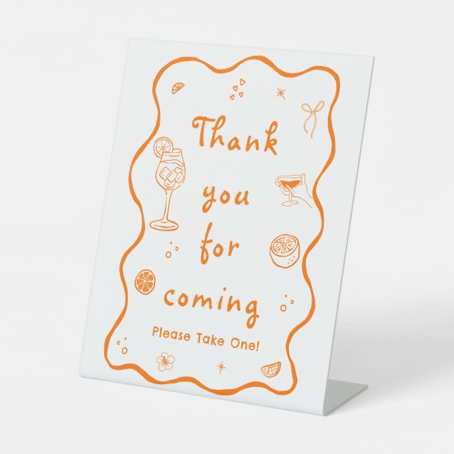 Aperol Spritz Bridal Shower Favour  Pedestal Sign (Front)