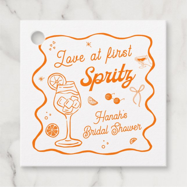 Aperol Spritz Bridal Shower Favour Tags (Front)