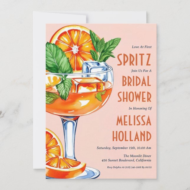 aperol spritz bridal shower invitations (Front)
