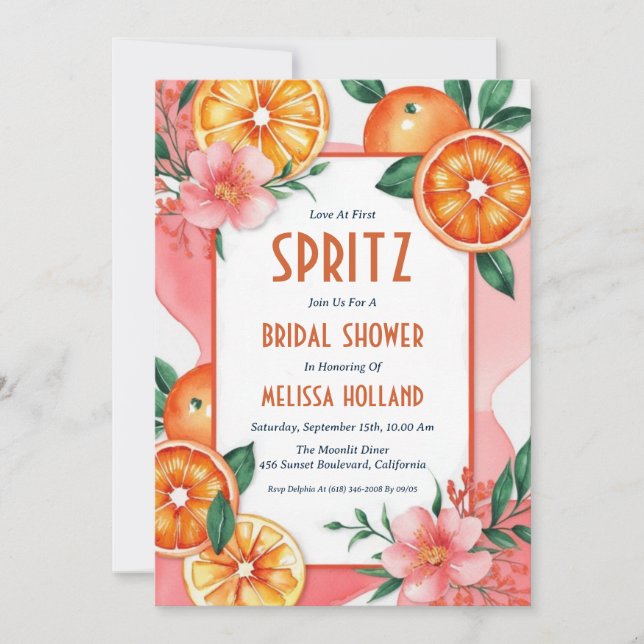 aperol spritz bridal shower invitations (Front)