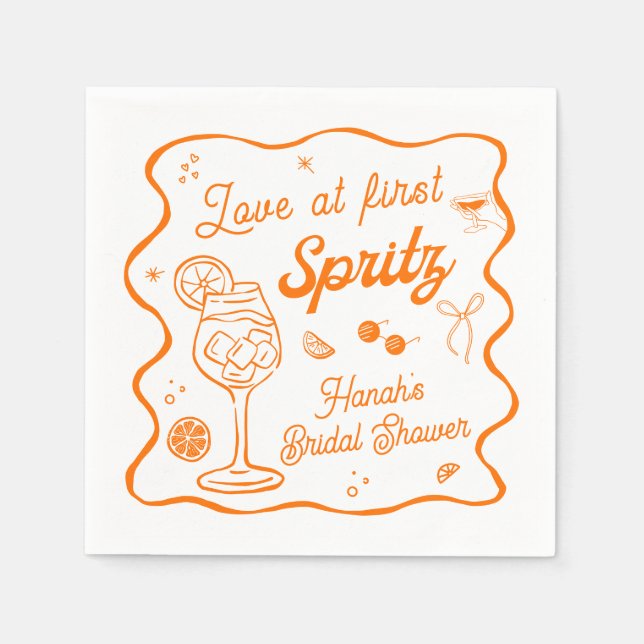 Aperol Spritz Bridal Shower Napkin (Front)