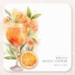 Aperol Spritz Bridal Shower Square Paper Coaster<br><div class="desc">Aperol Spritz Bridal Shower Square Paper Coaster</div>