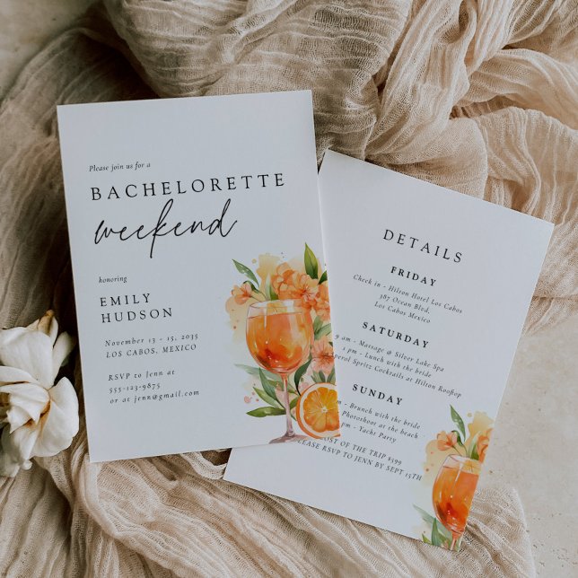 Aperol Spritz Citrus Bachelorette Weekend Invitation (Creator Uploaded)