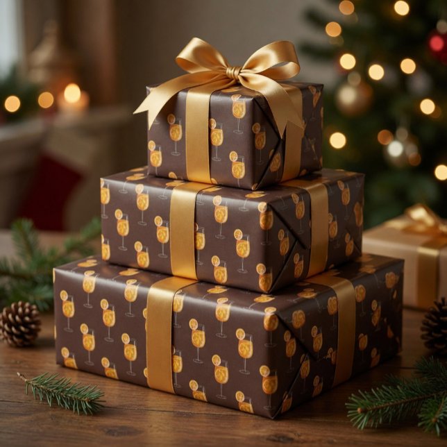 Aperol Spritz Cocktail Drink  Wrapping Paper (Creator Uploaded)