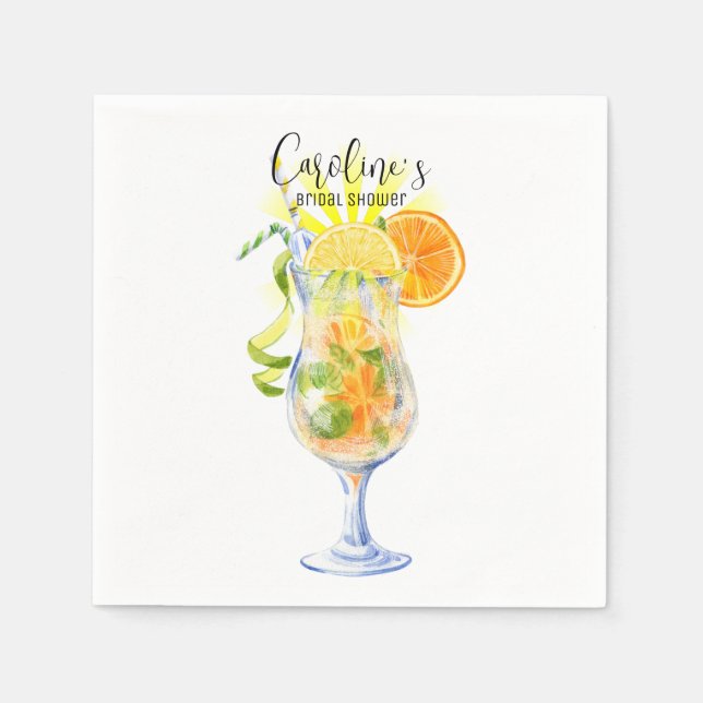 Aperol Spritz Cocktail Italian Style Bridal Shower Napkin (Front)