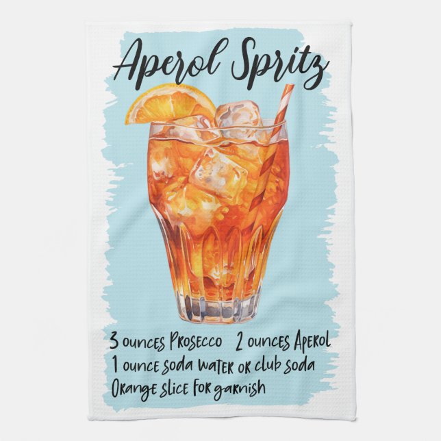 Aperol Spritz Cocktail Recipe Kitchen Towel (Vertical)