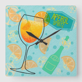 Aperol Spritz Cocktail Square Wall Clock