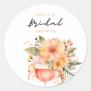 Aperol Spritz Floral Bridal Shower Classic Round Sticker