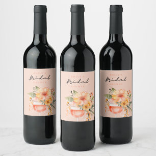 Aperol Spritz Floral Bridal Shower Wine Label