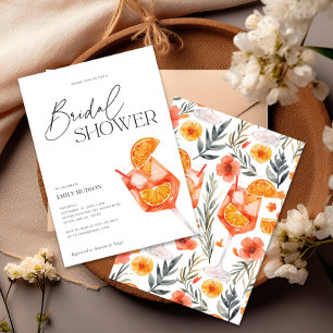 Aperol Spritz Floral Watercolor Bridal Shower Invitation