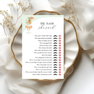 Aperol Spritz He Said She Said Bridal Shower Game