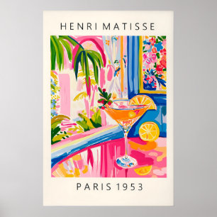 Aperol Spritz Matisse Style Print Pink Dopamine