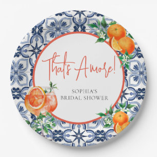 Aperol Spritz Orange Positano Bridal Shower Paper Plate