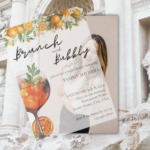 Aperol Spritz Orange Watercolor Brunch and Bubbly  Vellum Invitations