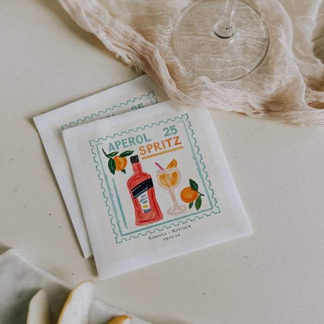 Aperol Spritz Stamp | Italian Wedding Bar Napkin (Creator Uploaded)
