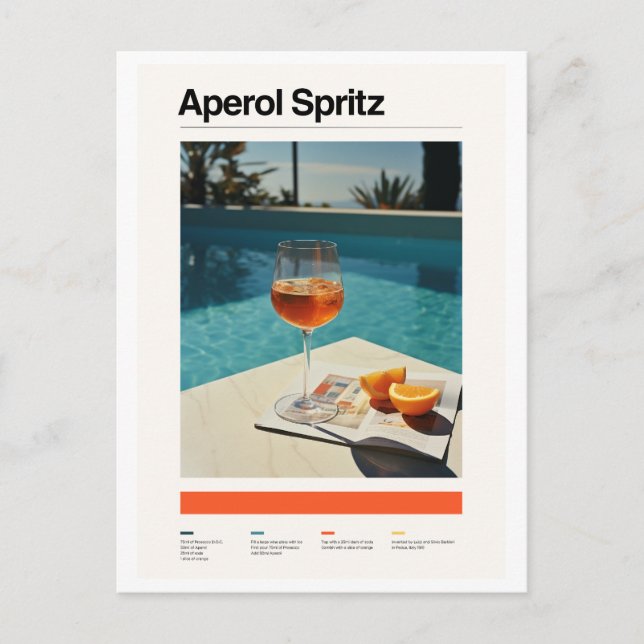 Aperol Spritz & Swimming Pool Poster Postcard (Front)