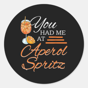 Aperol Spritz Tail Party Alcohol Drink Summer Beve Classic Round Sticker