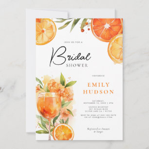Aperol Spritz Watercolor Bridal Shower Invitation