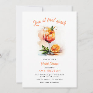 Aperol Spritz Watercolor Bridal Shower Invitation