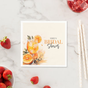Aperol Spritz Watercolor Bridal Shower Napkin