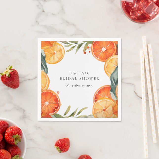 Aperol Spritz Watercolor Bridal Shower Napkin (Insitu)