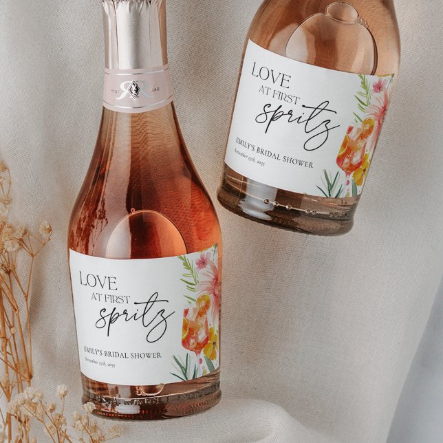Aperol Spritz Watercolor Bridal Shower Sparkling Wine Label (Creator Uploaded)